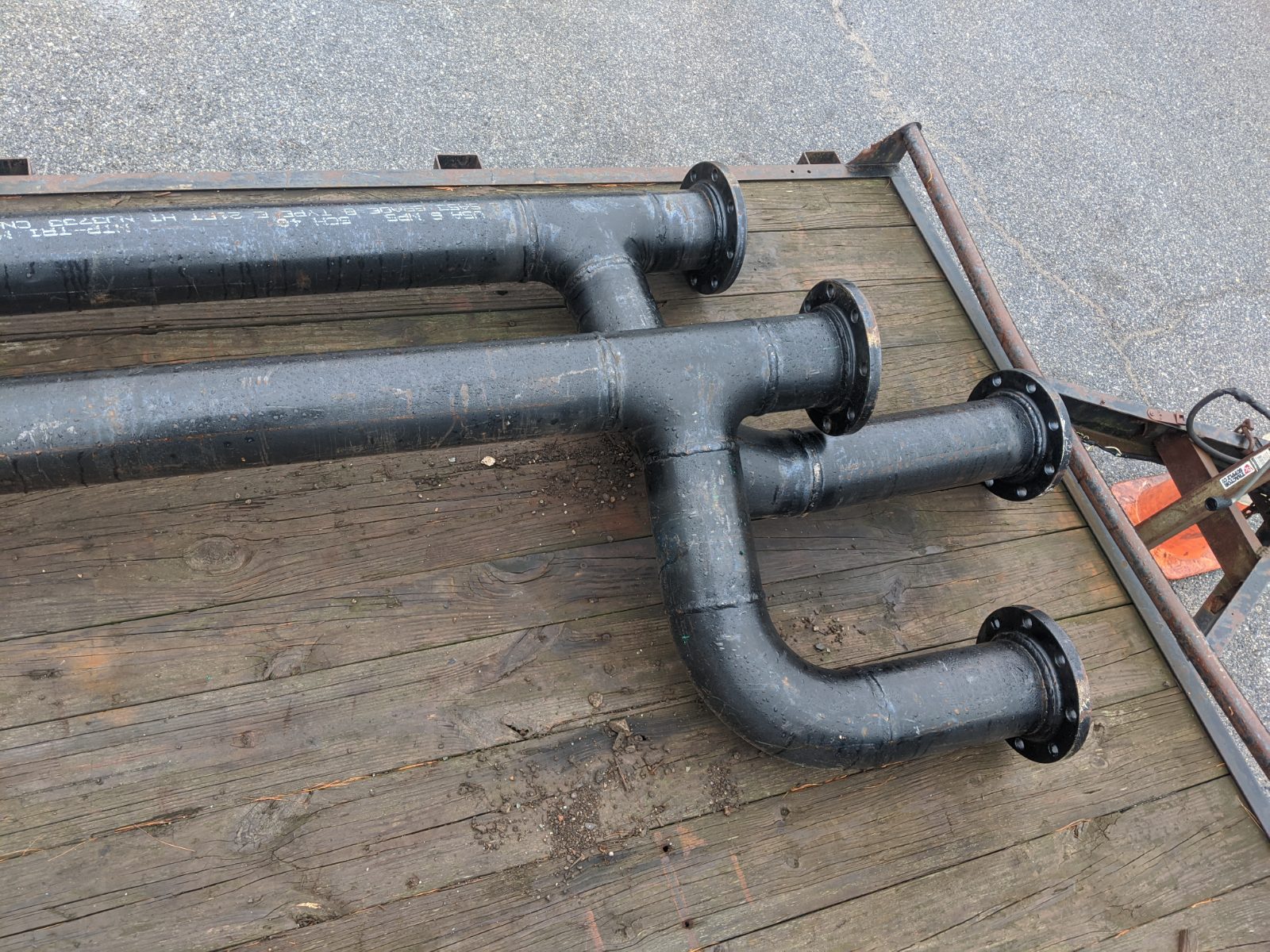 Fabricated flanged steel pipe spool ready to ship
